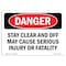 Signmission OSHA Danger Sign, 12" Height, Aluminum, Stay Clear And Off May Cause Serious Injury, Landscape OS-DS-A-1218-L-2506 - alternate 1